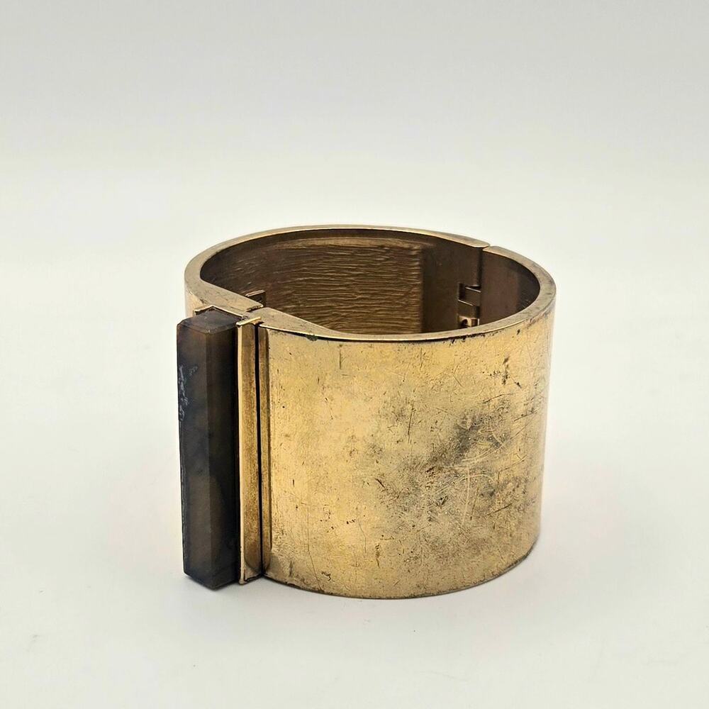 Ann Taylor Chunky Distressed Gold Metal Bar Cuff Bracelet